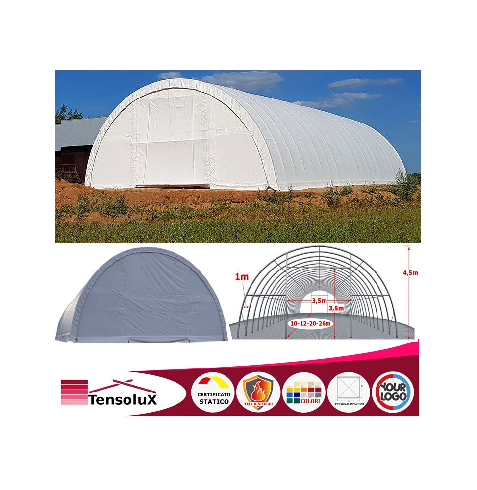 Agritunnel -  10x9,15m  /  26x9,15m - Tunnel Agricolo PVC