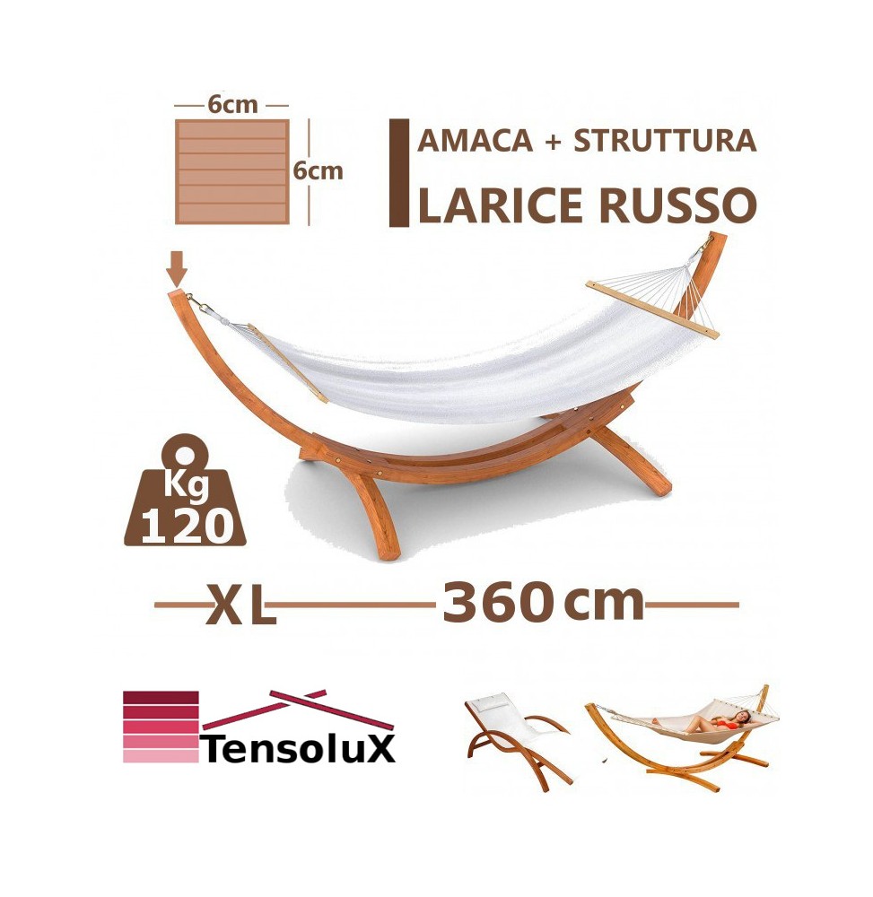 Amaca con supporto struttura in legno di larice per 1 persona.