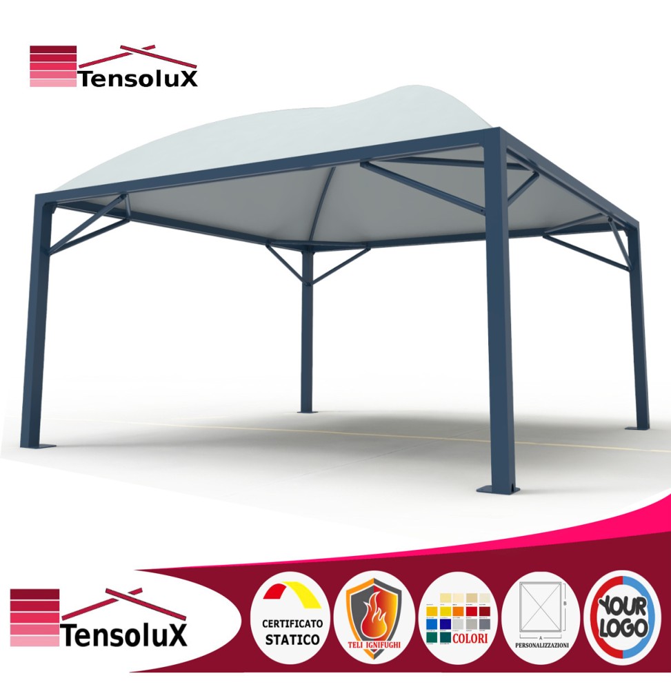 gazebo copertura pesante tensolux struttura in acciaio telo in pvc certificato