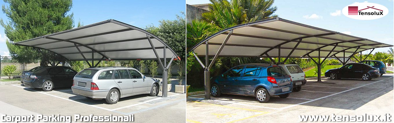 carport professionale parcheggio auto copertura tensolux